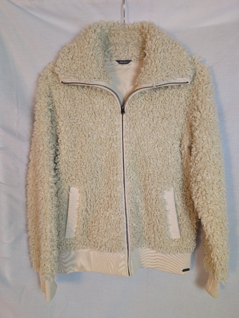 Eddie Bauer Women's M Sherpa Full Zip Ivory Jacket Winter Cabin Weekend Wear